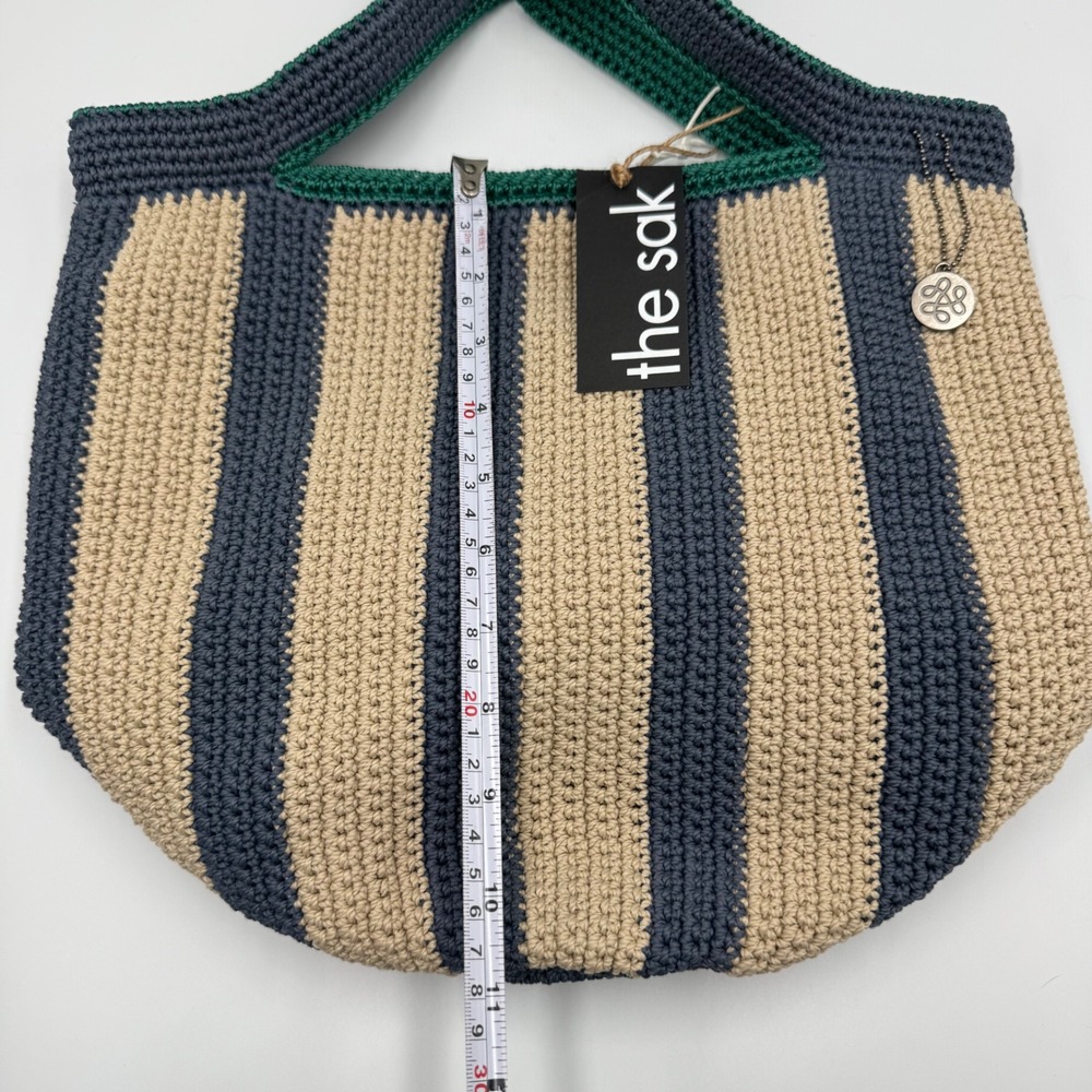 The Sak Gen Tote Bag Women's Green Beige Striped Crochet Recycled 109915 - Picture 4 of 12